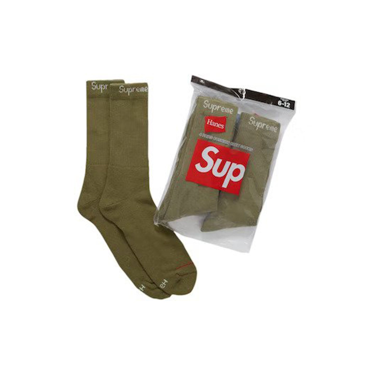 Supreme Hanes Crew Socks (4 Pack) Olive