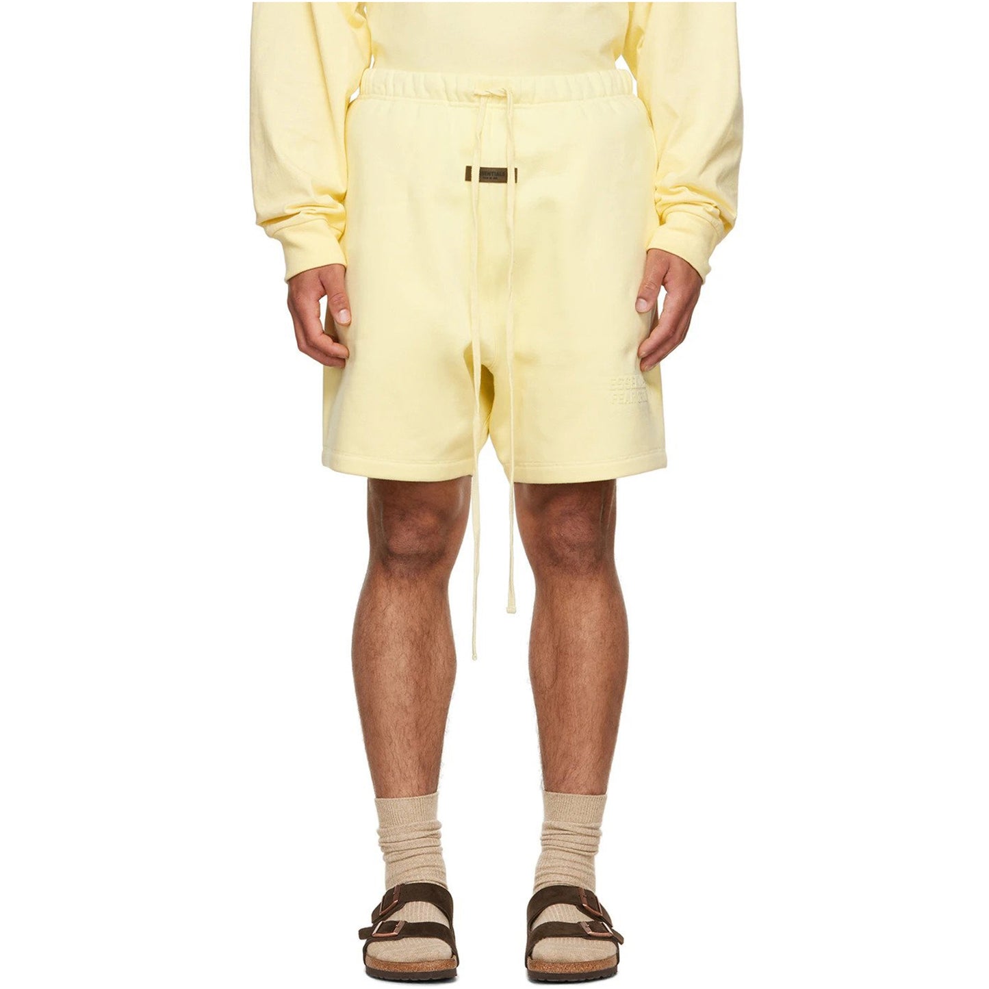 ESSENTIALS Yellow Flocked Shorts