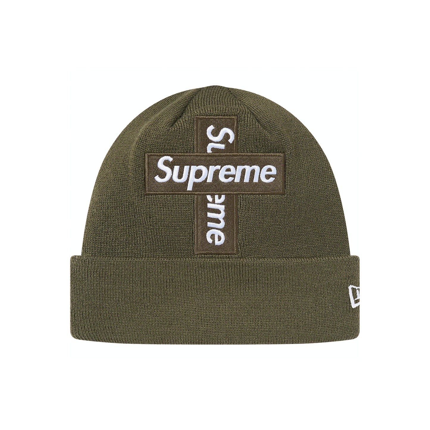 Supreme x New Era Cross Box Logo Beanie "Light Olive"