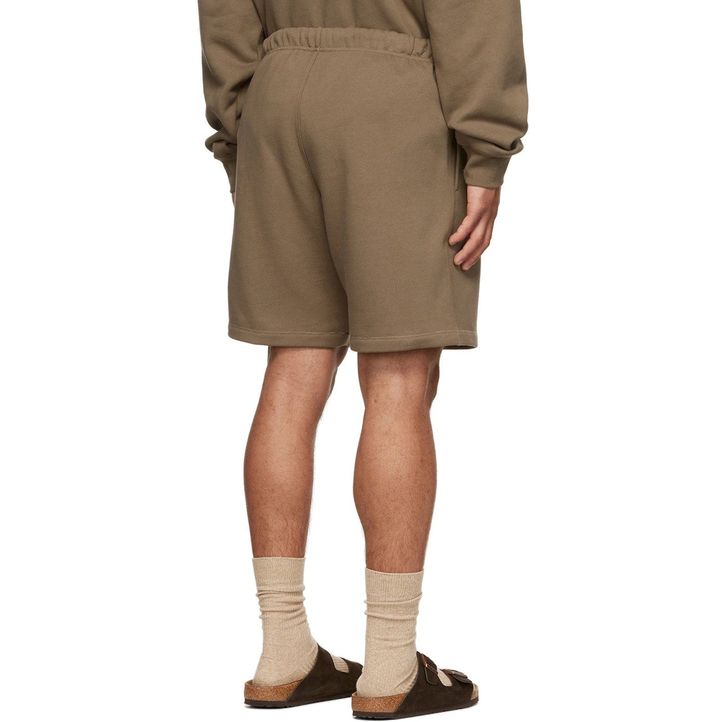 ESSENTIALS Brown Flocked Shorts