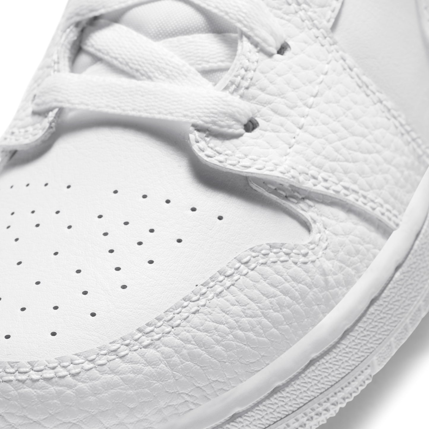 Air Jordan 1 Mid Triple White Tumbled Leather GS