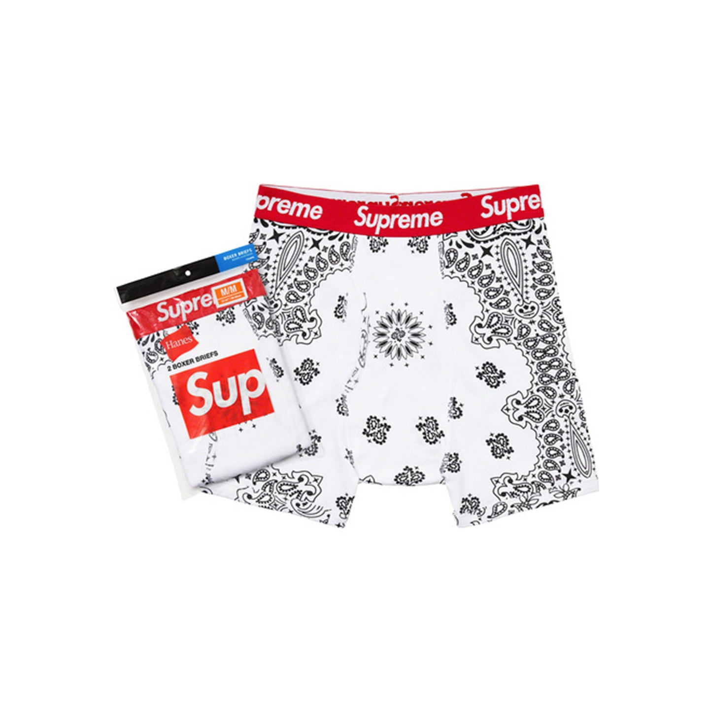 Supreme / Hanes Bandana Boxer Briefs (2 Pack) White