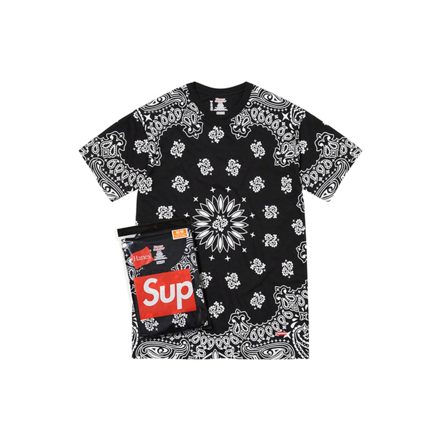 Supreme / Hanes Bandana Tagless Tees (2 Pack) Black