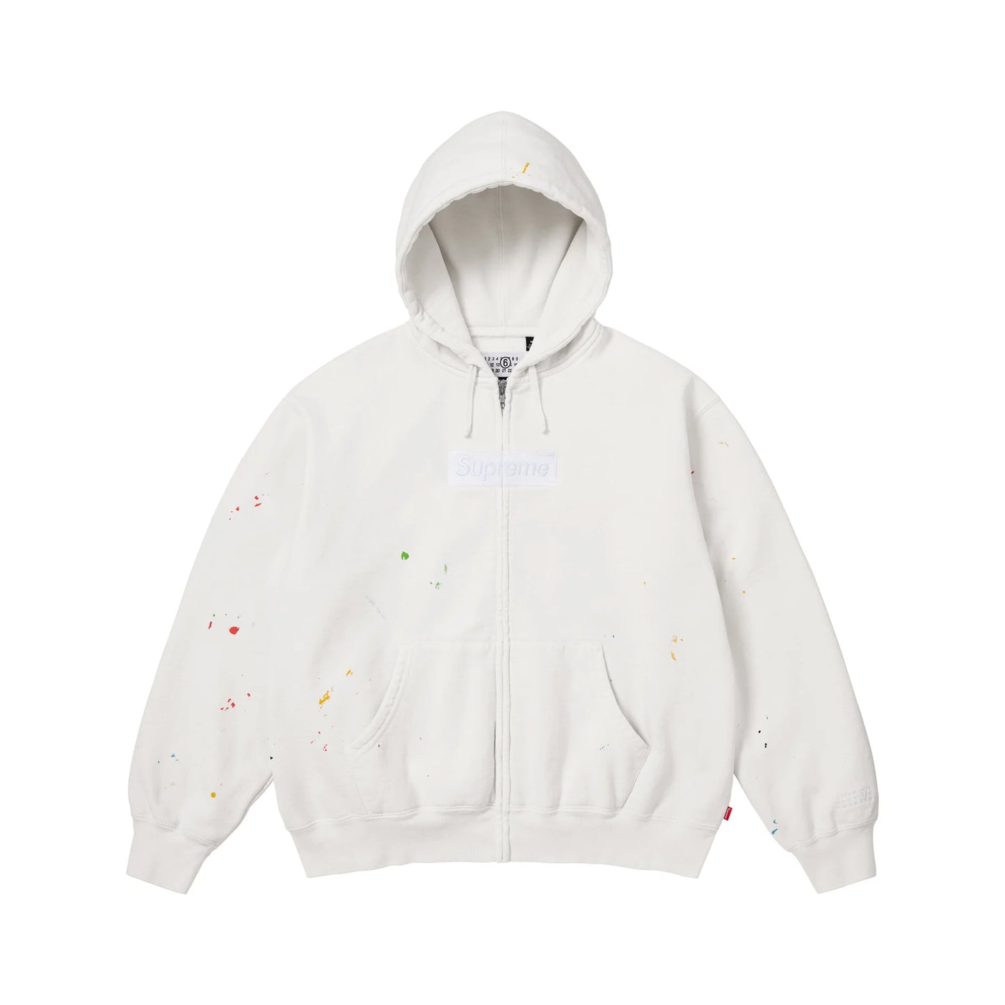 Supreme MM6 Maison Margiela Box Logo Zip Up Hooded Sweatshirt White