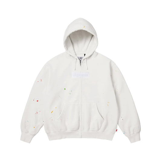 Supreme MM6 Maison Margiela Box Logo Zip Up Hooded Sweatshirt White